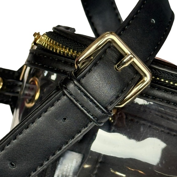 Mali & Lili Black Clear Gold Tone Zippered Adjustable Concert Festival Waist Bag - Picture 5 of 13